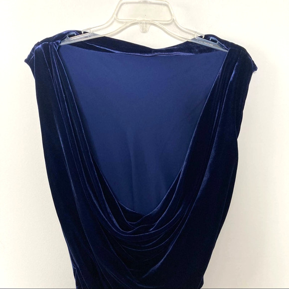 BCBGMaxAzria NWT Wms Medium Blue Velvet Cowl Back Cocktail Party Social Dress - Picture 7 of 16